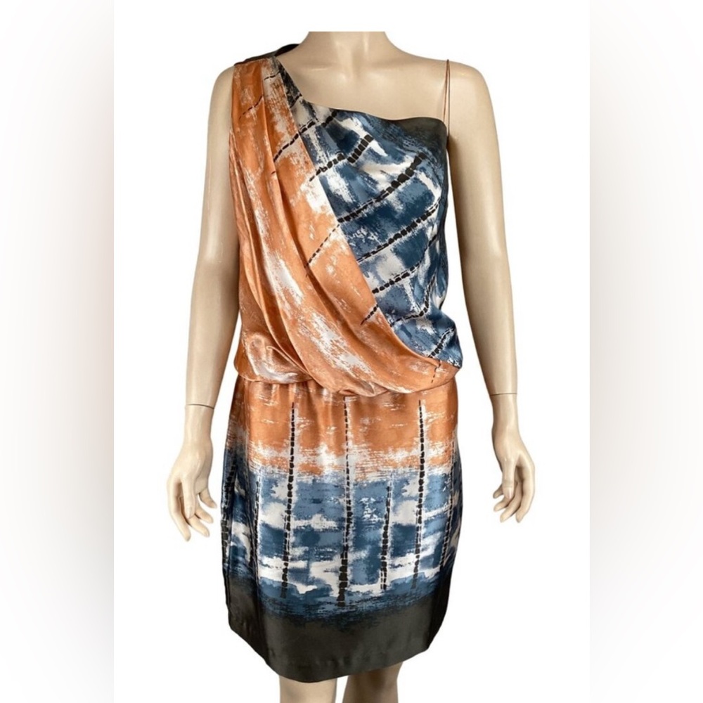 Women’s Robert Rodriguez Silk One-Shoulder Abstract Above Knee Dress - Size 4